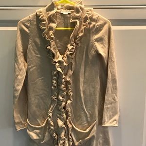 Garnet Hill Girls ruffle front cardigan size xl